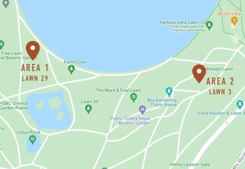 Map for Royal Botanic Garden Sydney - Near the Main Pond